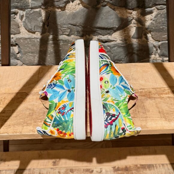 Christian Louboutin White Floral Satin Louis Junior Low-top Sneakers - Picture 10 of 14